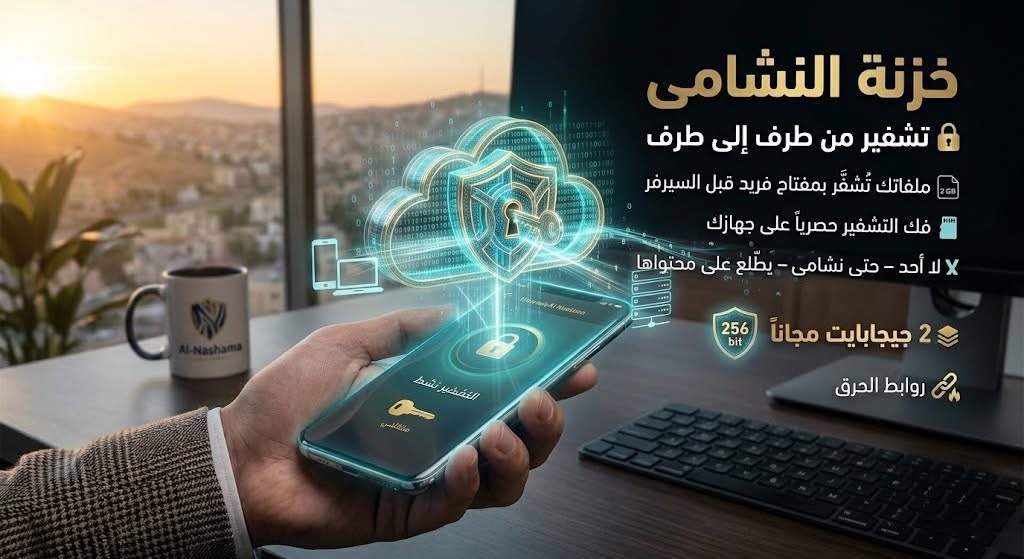 🔒 ملفاتك لعيونك فقط.. ومع "نشامى" الأمان صار له عنوان!
هل فكرت يوماً من يمكنه الوصول لملفاتك على السحابة؟ مع خزنة النشامى، الجواب هو: أنت فقط! 🛡️

لقد أطلقنا ميزتنا الجديدة والفريدة من نوعها في عالم التخزين السحابي، حيث الخصوصية ليست مجرد شعار، بل هي أساس النظام.

✨ ما الذي يجعل "خزنة النشامى" خيارك الأول؟
تشفير من طرف إلى طرف (End-to-End): ملفاتك تُشفّر على جهازك بمفتاحك الخاص قبل أن تصل إلينا. حتى نحن في "نشامى" لا نستطيع رؤيتها! 🚫👁️

معيار تشفير 256-bit: نستخدم أعلى المعايير العالمية لضمان حماية بياناتك.

روابط الحرق الذاتية: شارك ملفك برابط يُحذف تلقائياً بعد أول تحميل.. خصوصية تتجاوز الحدود! 🔥

مفتاح فريد لكل مستخدم: أمانك الشخصي لا يتشارك مع أحد.

🎁 ابدأ معنا مجاناً واكتشف الفرق:
✅ 2 جيجابايت مساحة مجانية فور التسجيل.
✅ بدون بطاقة ائتمان وبدون تعقيدات.
✅ رفع سريع وموثوق لجميع أنواع ملفاتك.

بثلاث خطوات بسيطة، أمّن مستقبلك الرقمي:

أنشئ حسابك مجاناً.

ارفع ملفاتك (اسحب وأفلت).

تحكم بمشاركتها أو احتفظ بها لنفسك بضغطة واحدة.

🔗 انضم لآلاف الواثقين بنا وجربها الآن:
https://www.nshamah.com/cloud

--------

#نشامى #خزنة_النشامى #تخزين_سحابي #أمن_المعلومات #خصوصية #تشفير #النشامى_تكنولوجي